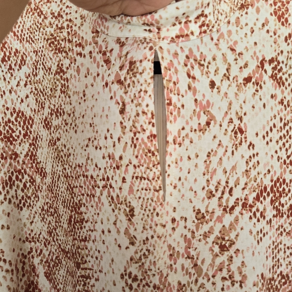 Chico's Snake-Print Keyhole-Neckline Top Long Balloon Sleeves Jersey Size XL - Picture 8 of 14